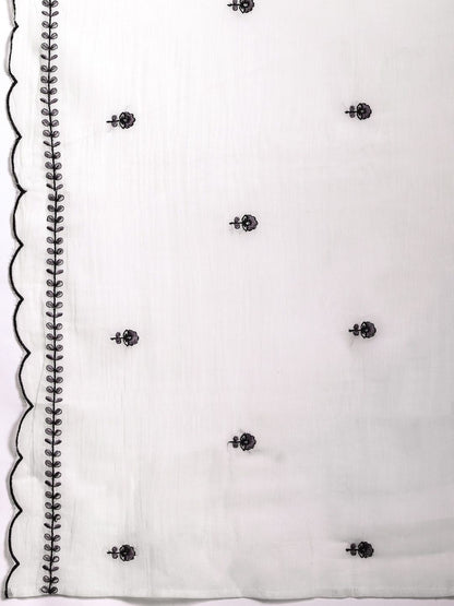 Dhiyona IE Floral Embroidered Thread Work Pure Cotton Kurta with Trousers & With Dupatta