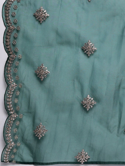 Dhiyona IE Women Ethnic Motifs Embroidered Gotta Patti Kurta with Trousers & Dupatta