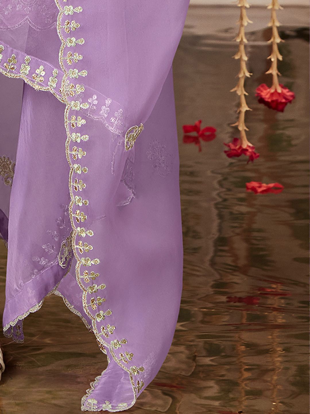 Women Ethnic Motifs Embroidered Regular Thread Work Kurta with Trousers & With Dupatta