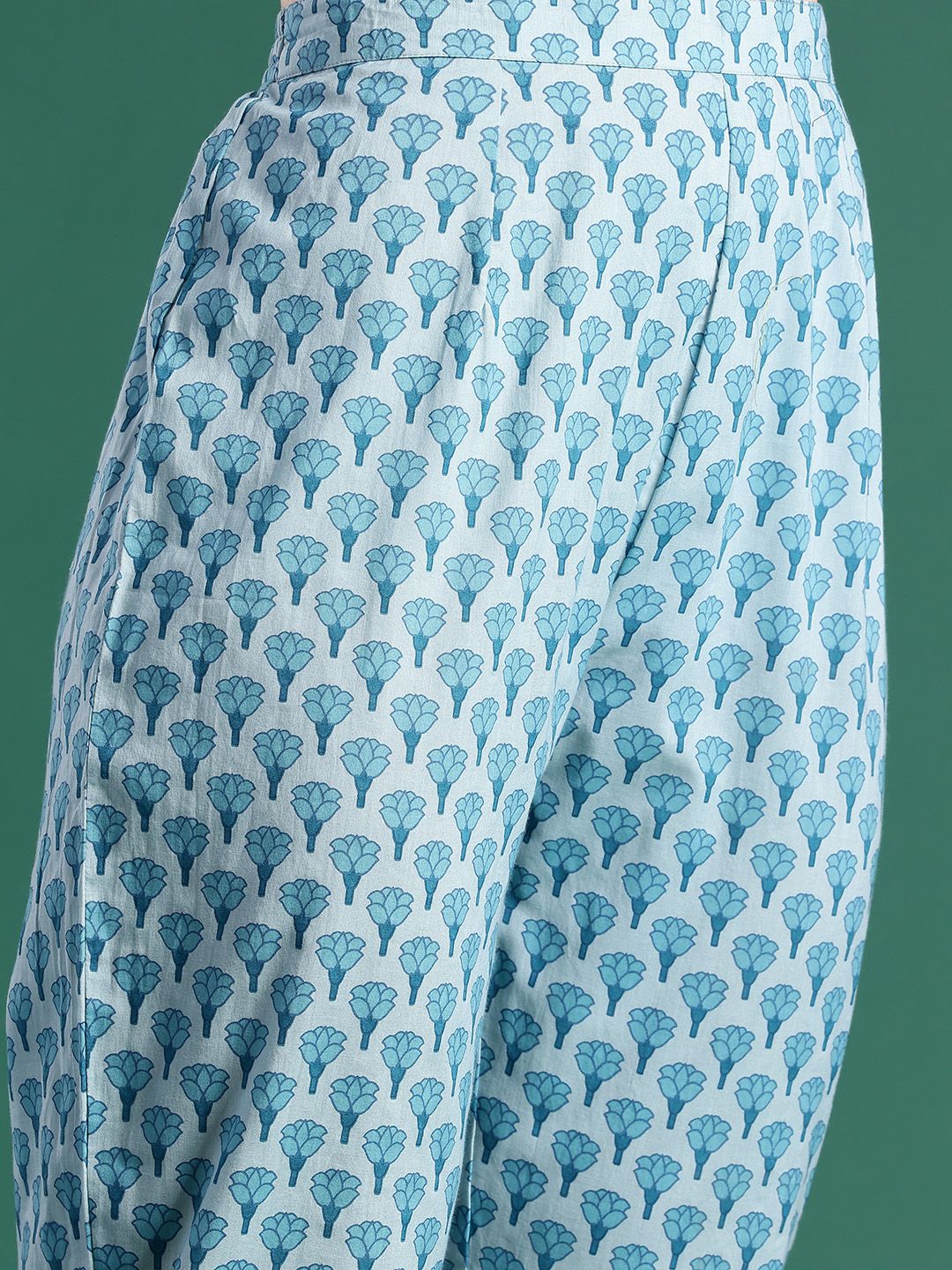 Floral Printed Empire Pure Cotton Kurta with Trousers & Dupatta