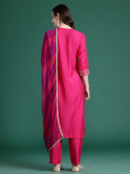 Paisley Embroidered Sequinned Kurta with Trousers & With Dupatta