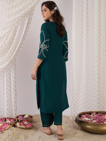 Dhiyona IE Embroidered V-Neck Tunic With Trouser
