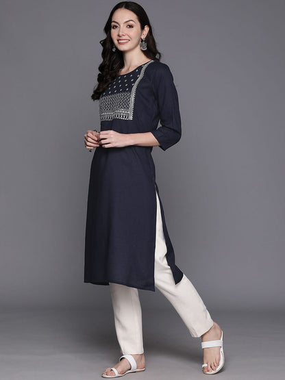 Dhiyona IE Floral Embroidered Sequins Straight Kurtas