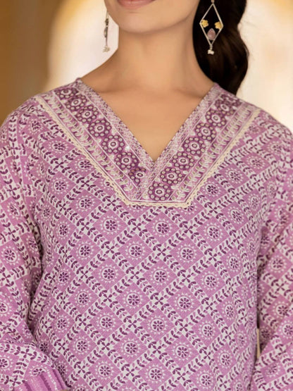 Dhiyona VA Women'sEthnic Motifs Printed Regular Straight Kurta with Trousers & Dupatta