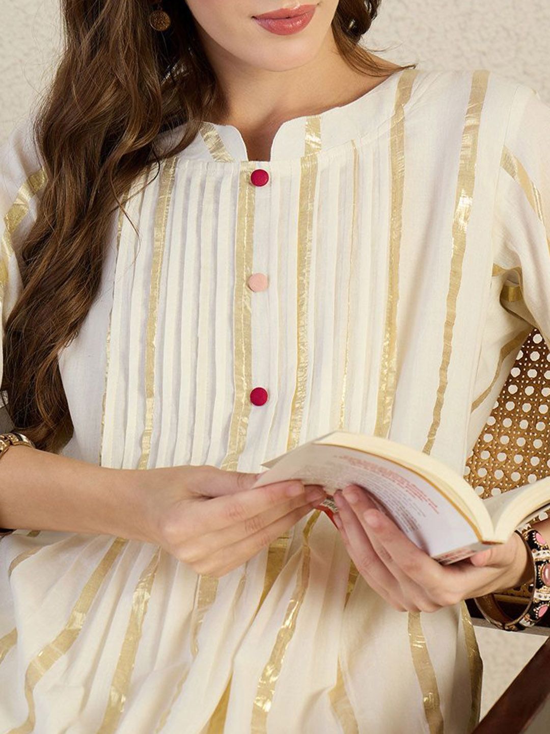 Floral Printed Pure Cotton A-Line Kurta With Trouser