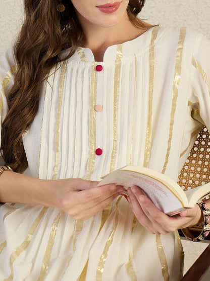 Floral Printed Pure Cotton A-Line Kurta With Trouser