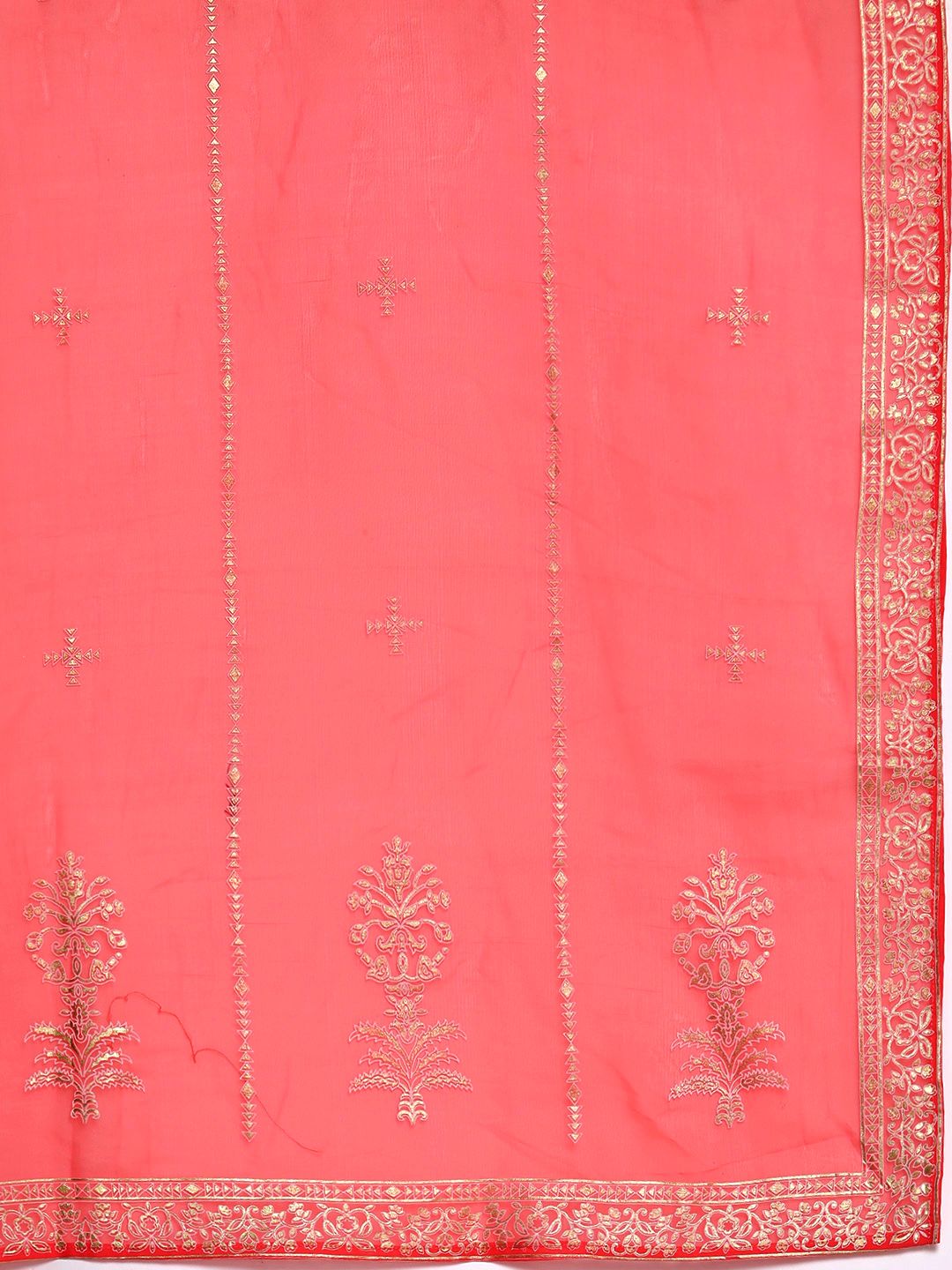 Women Pink Ethnic Motifs Printed Liva Kurta with Palazzos & With Dupatta