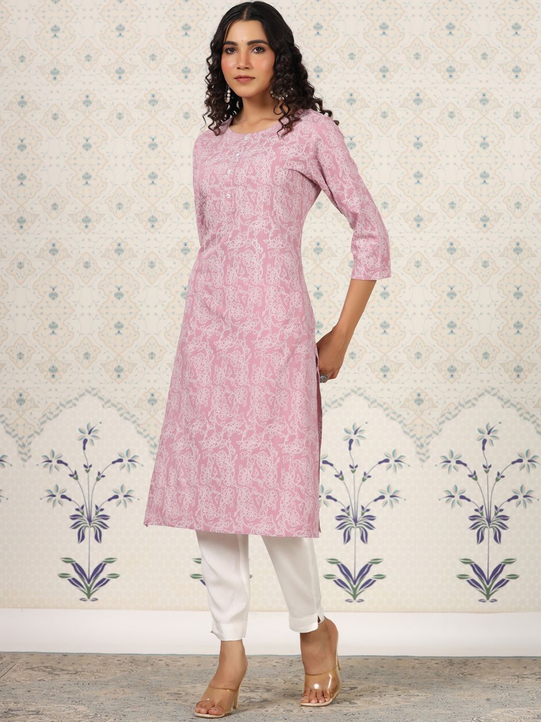 Dhiyona OD  Printed Round Neck Straight Kurta
