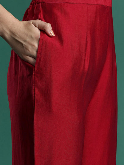 Dhiyona IE Ethnic Motifs Embroidered Sequinned Liva Kurta With Trousers & Dupatta