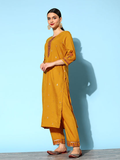 Dhiyona VA Women's Ethnic Motifs Silk Blend Hyper Texture Kurta Set