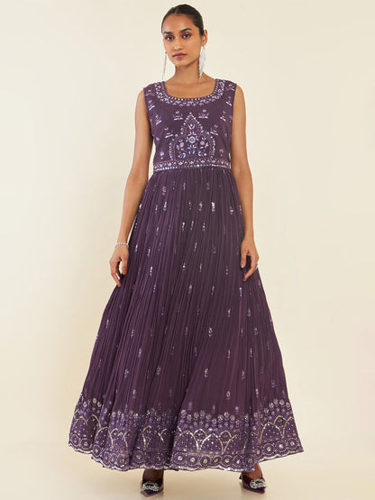 Dhiyona SO Women's Floral Embroidered Anarkali Kurta With Trousers & With Dupatta
