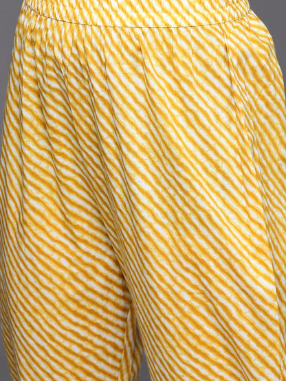 Dhiyona VA Women's Mustard Yellow Ethnic Motifs Printed Sequinned Pure Cotton Kurta with Trousers & With Dupatta