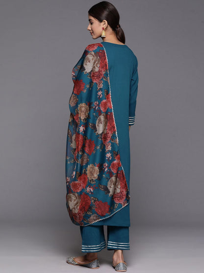 Dhiyona VA Women'sYoke Design Straight Kurta & Trousers With Dupatta