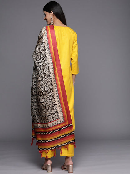 Dhiyona VA Women'sFloral Yoke Design Gotta Patti Kurta with Trousers & With Dupatta