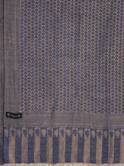 Dhiyona PA Women Navy Blue & Beige Woven-Design Woolen Shawl