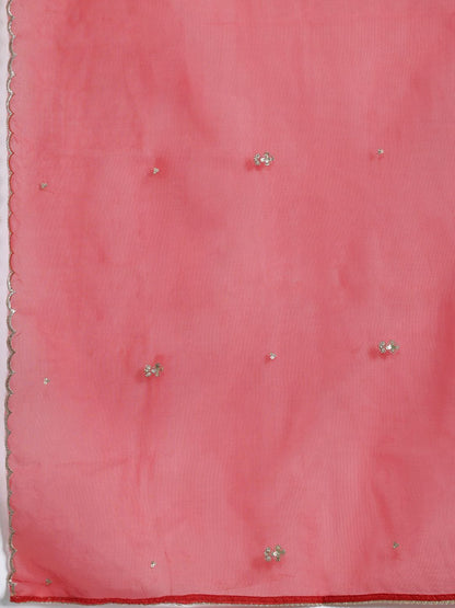 Ethnic Motifs Embroidered Regular Sequinned Liva Kurta with Trousers & Dupatta