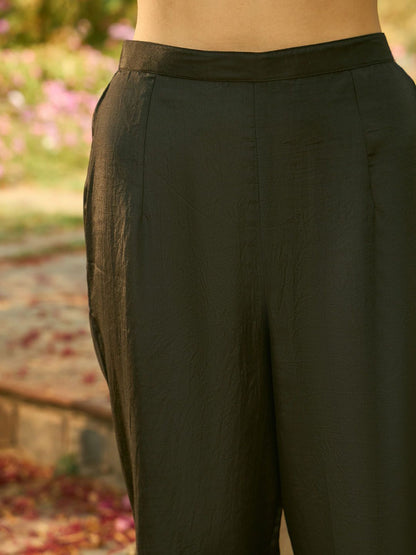 Dhiyona IE Floral Embroidered Organza Straight Kurta With Trousers & Dupatta