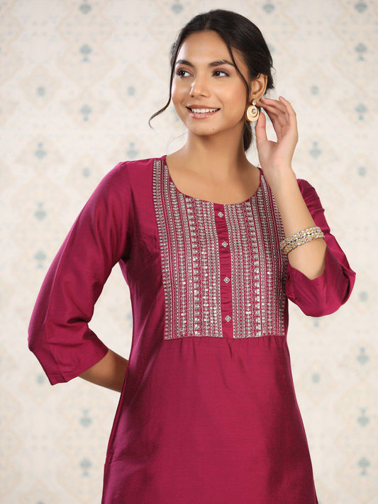 Dhiyona OD  Yoke Design Embroidered Kurta with Trousers