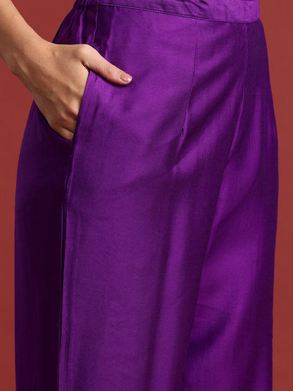Dhiyona IE Floral Embroidered Pleated Aari Work Liva Kurta With Trousers & Dupatta