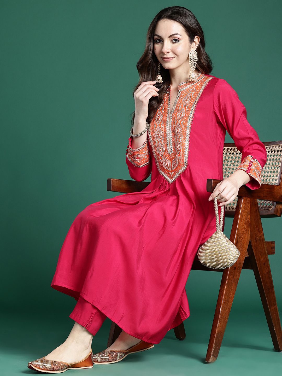 Ethnic Motifs Embroidered Kurta with Trousers