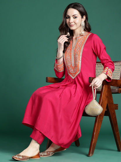 Ethnic Motifs Embroidered Kurta with Trousers
