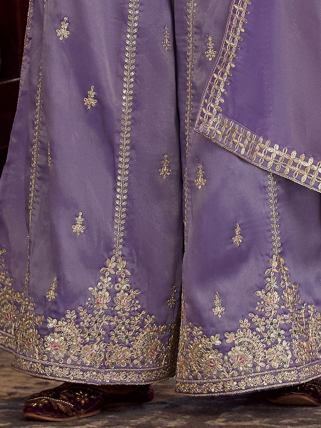 Women Ethnic Motifs Embroidered Regular Sequinned Kurta with Palazzos & With Dupatta