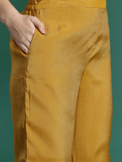 Dhiyona IE Ethnic Motifs Embroidered Regular Gotta Patti Kurta with Trousers & With Dupatta
