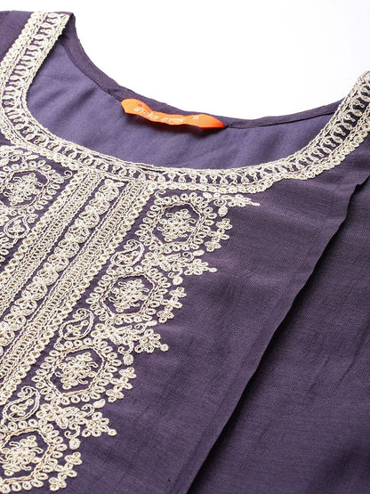 Women Ethnic Motifs Embroidered Regular Sequined Kurta with Trousers & Dupatta