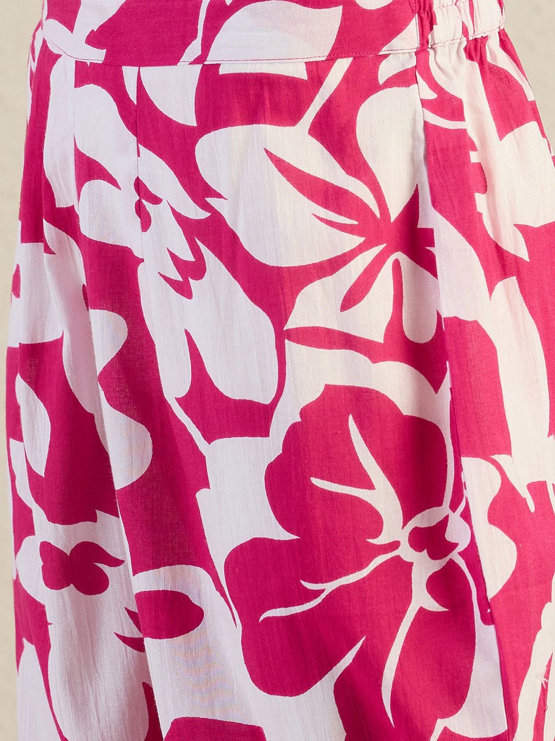 Floral Printed Mandarin Collar Pure Cotton A-Line Kurta With Trouser