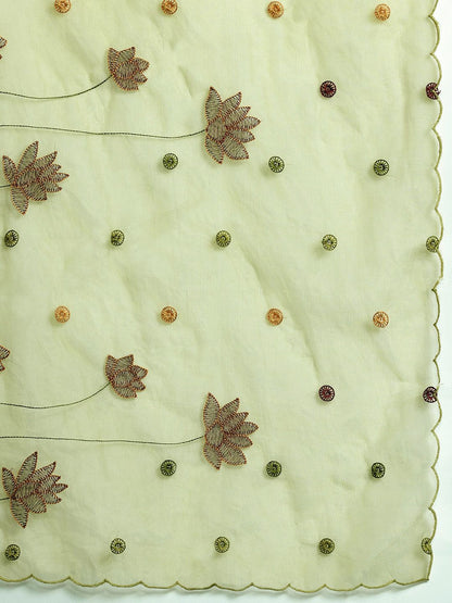 Floral Embroidered Thread Work Kurta with Trousers & With Dupatta