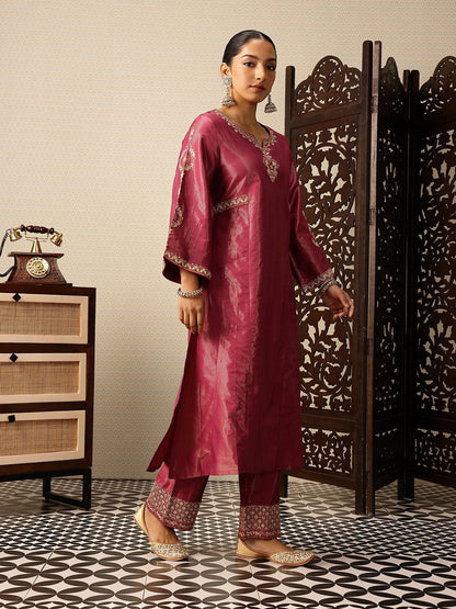 Dhiyona PD Women Floral Yoke Design Thread Work Jashn Kurta with Trousers & Dupatta
