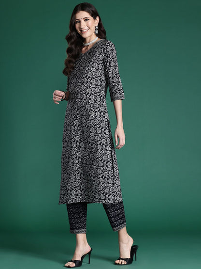 Dhiyona IE Women Ethnic Motifs Printed Regular Pure Cotton Kurta with Trousers & With Dupatta