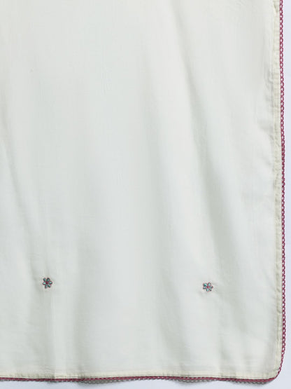 Dhiyona IE Floral Embroidered Empire Thread Work Pure Cotton Kurta with Trousers & Dupatta