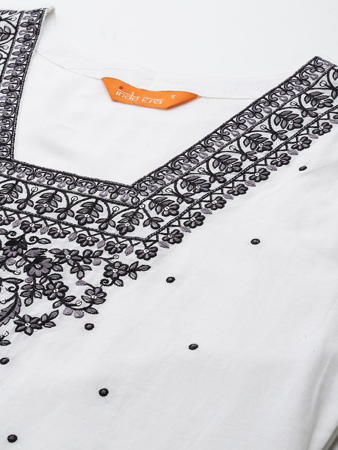 Dhiyona IE Floral Embroidered Pure Cotton Kurta with Trousers & Dupatta