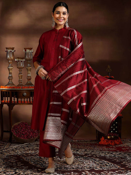 Dhiyona LB Women's Pleated Kurta with Trousers & Dupatta