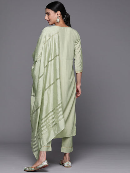 Dhiyona VA Women's Embroidered Sequinned Kurta with Trousers & With Dupatta