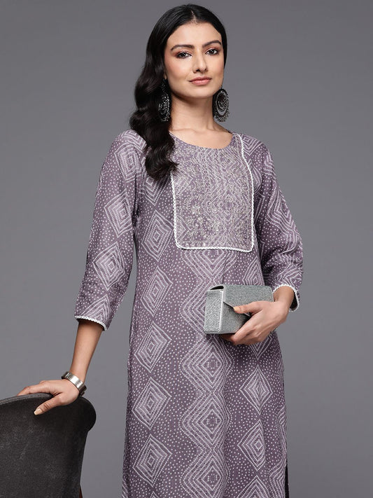 Dhiyona IE Women Bandhani Printed Thread Work Kurta