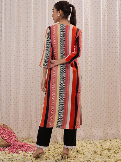 Dhiyona IE Striped Straight Kurta