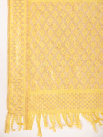 Dhiyona OD  Ethnic Motifs Yoke Design Sequinned Kurta with Trousers & Dupatta