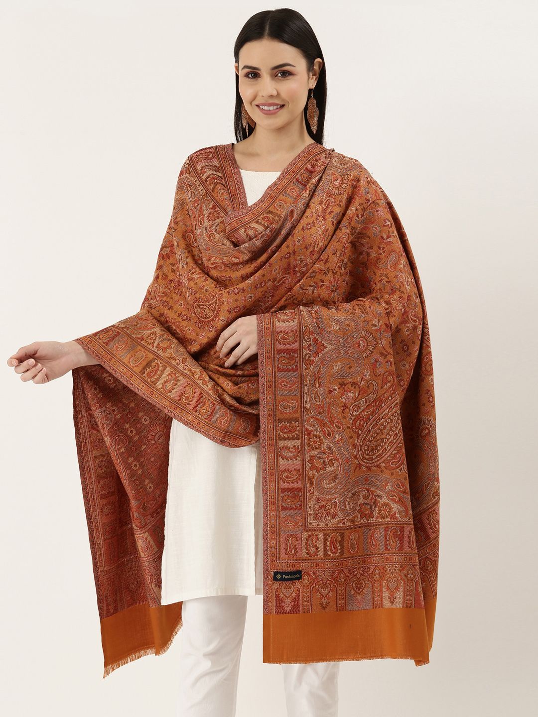 Dhiyona PA Woman Mustard Woven Design Jamawar Shawl