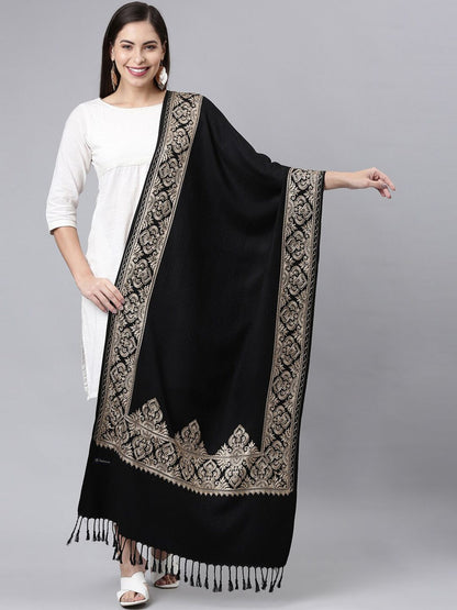 Dhiyona PA Women Black Aari Embroidered Shawl