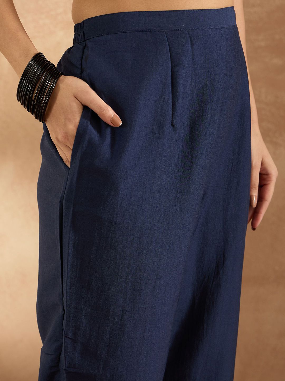 Floral Yoke Design Round Neck Straight Kurta With Trousers & Dupatta