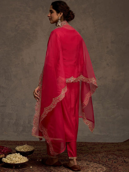 Women Ethnic Motifs Embroidered Regular Thread Work Liva Kurta with Trousers & With Dupatta