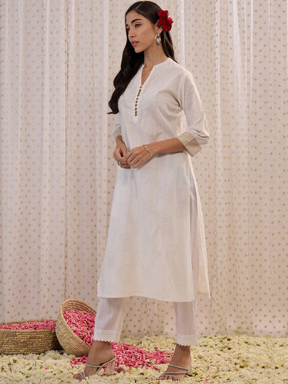 Dhiyona IE Ethnic Motifs Printed Straight Pure Cotton Kurta