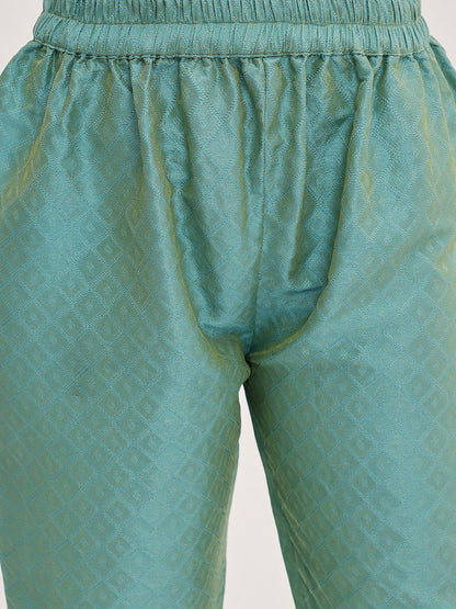 Dhiyona VA Women'sFloral Yoke Design Gotta Patti Kurta & Trousers With Dupatta