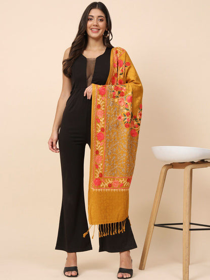 Dhiyona PA Ethnic Motifs Embroidered Shawl