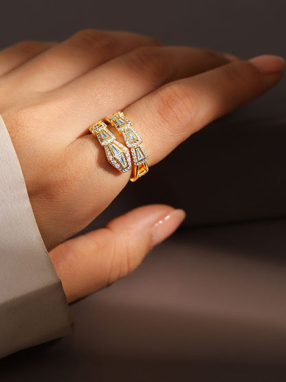 Dhiyona RJ Women's 18K Gold Plated Serpent Inspired Cubic Zirconia Studded Adjustable Ring