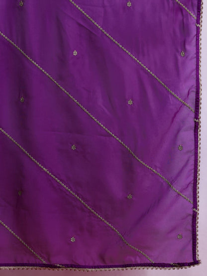 Dhiyona IE Floral Embroidered Pleated Aari Work Liva Kurta With Trousers & Dupatta