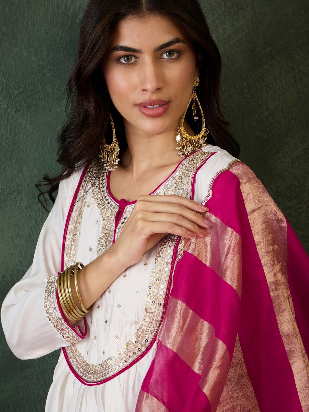 Dhiyona KA Women Embroidered A-Line Kurta Set