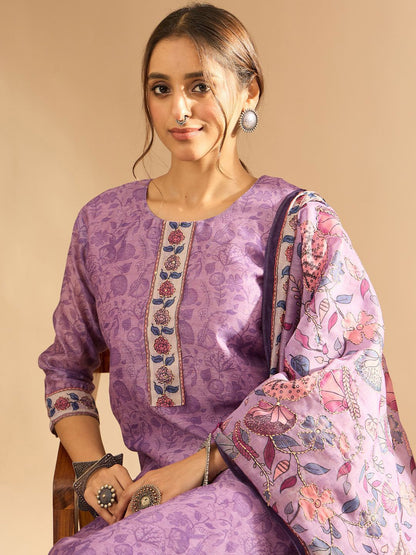 Dhiyona IE Women Floral Printed Kurta with Trousers & With Dupatta